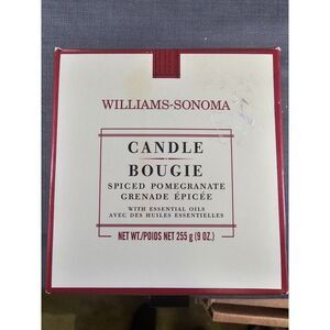 Williams-Sonoma  SPICED POMEGRANATE 9 0z‎ Candle Red Glass NEW